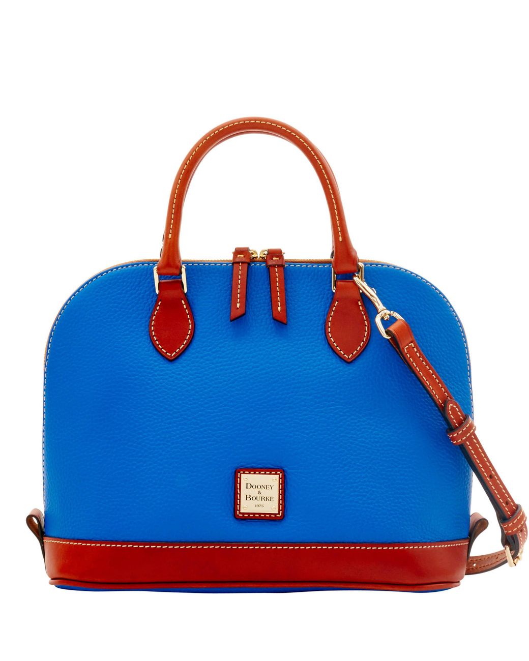 Dooney & Bourke Leather Pebble Grain Zip Zip Satchel in French Blue