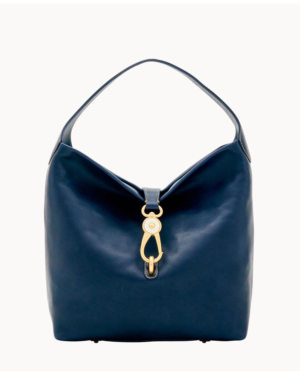 Dooney & Bourke Leather Florentine Logo Lock Shoulder Bag in Navy (Blue