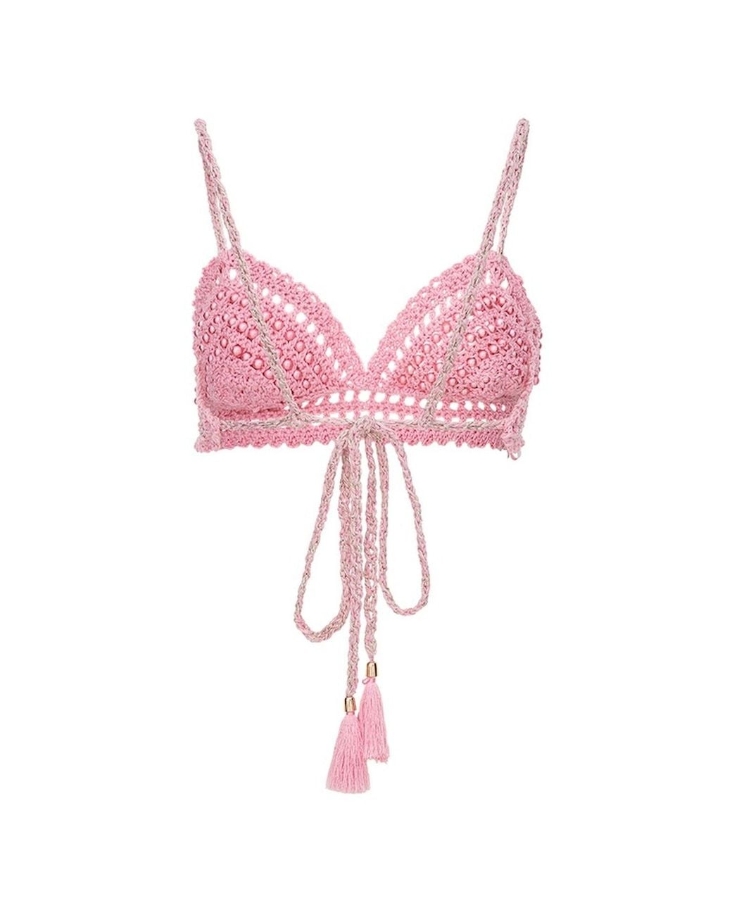 Andreeva Pink Pearl Handmade Crochet Bra