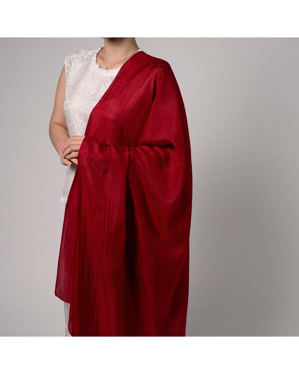 SILK & BEARS Red Burgundy Scarf