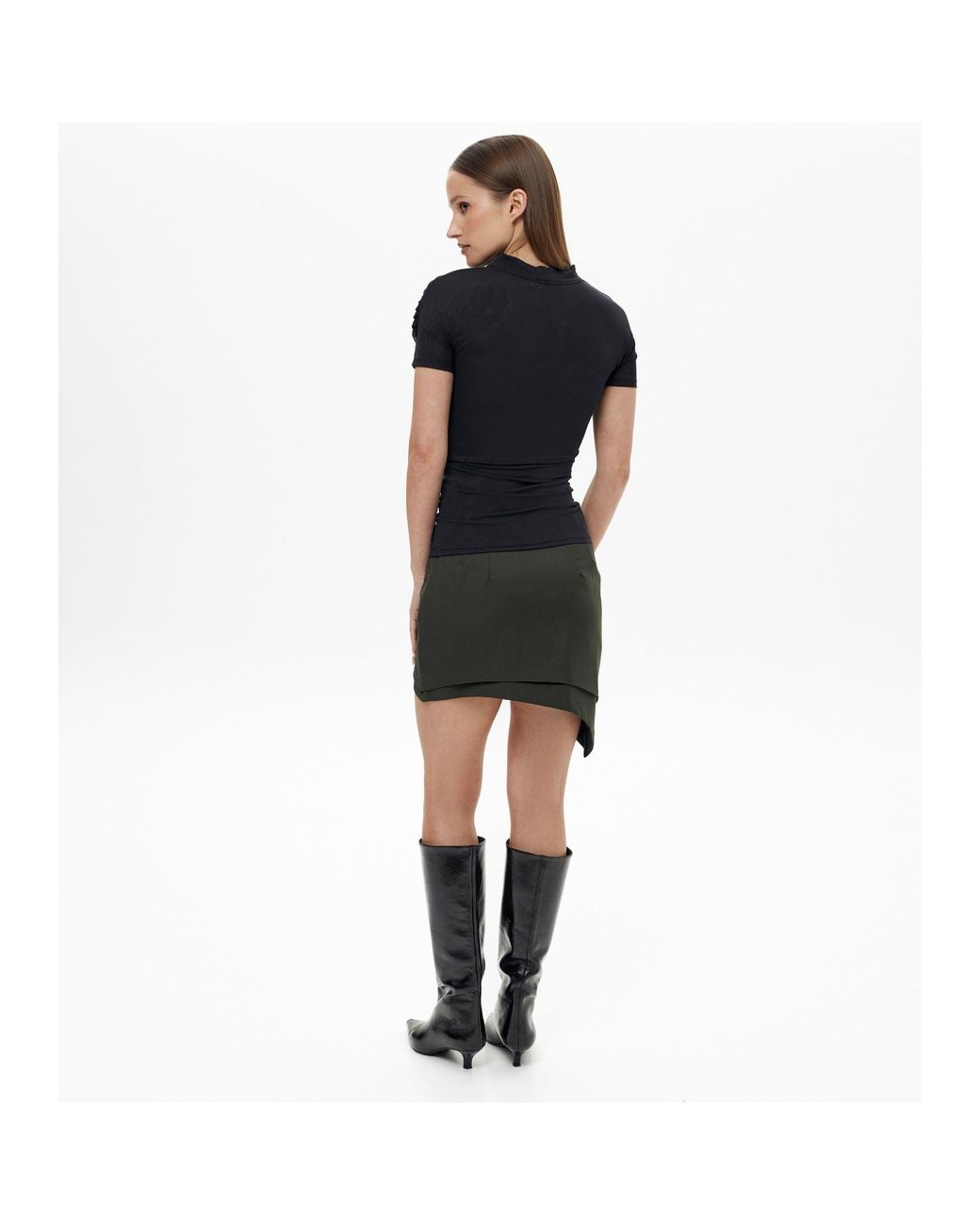 DAR ANN STUDIO Green Contour Skirt