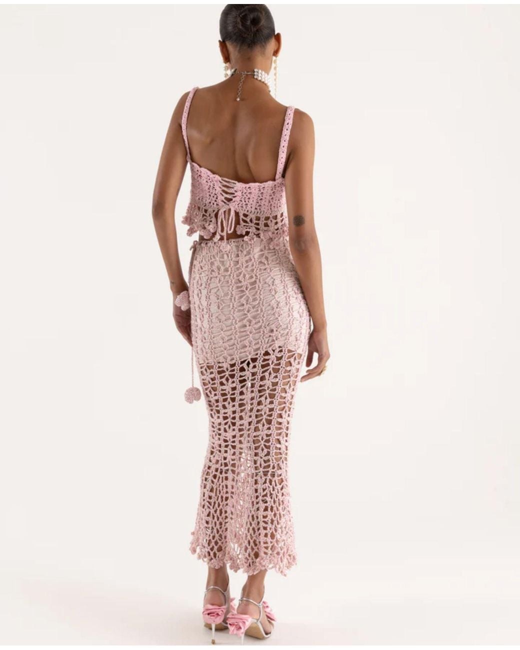 Andreeva Pink Vanilla Handmade Knit Skirt