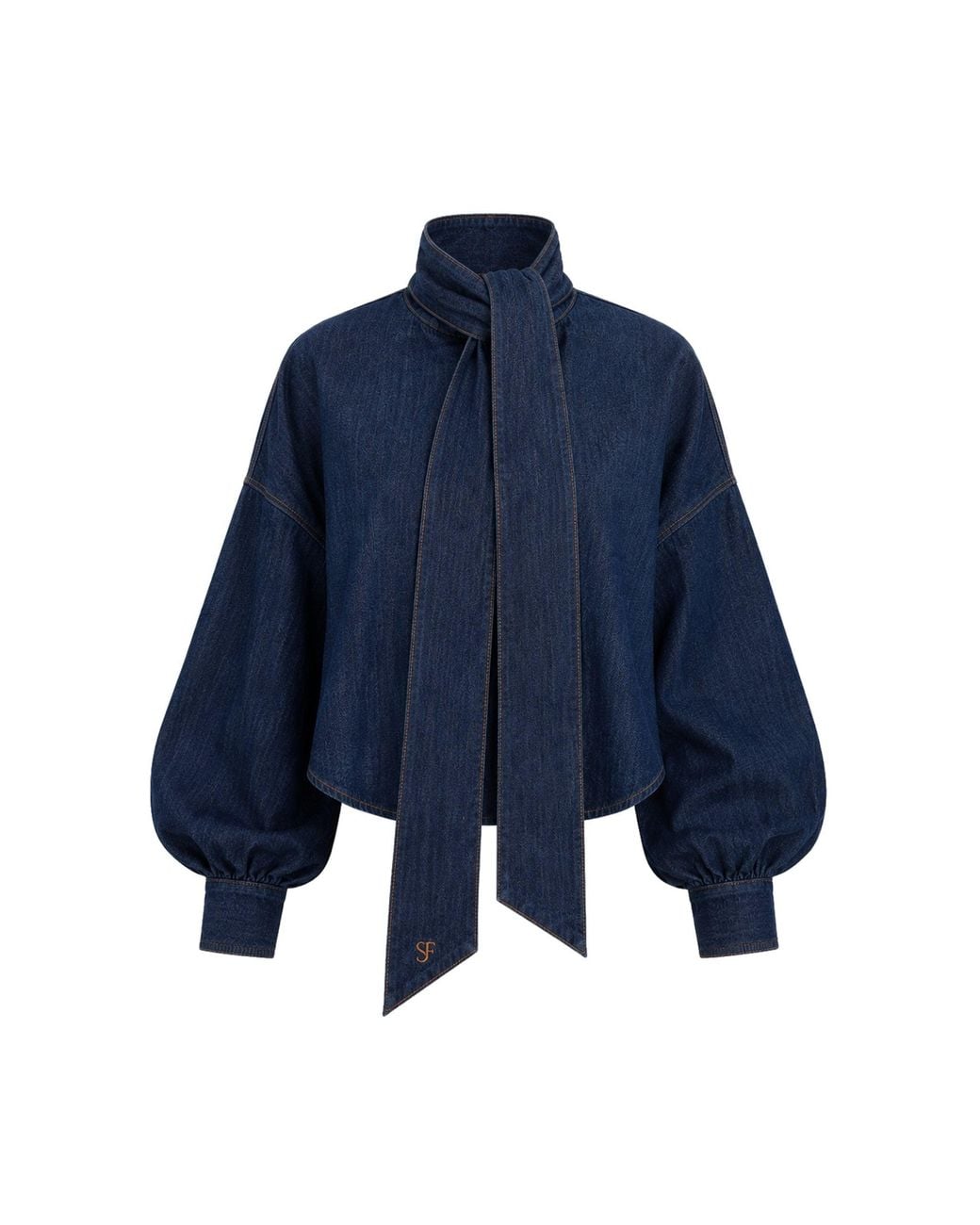 SOEUR & FRÈRES Blue Dark Denim Bow-Tie Shirt