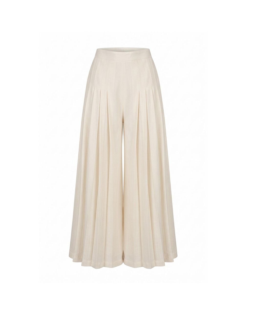 IEVA Natural Ivory Wide Pleated Trousers