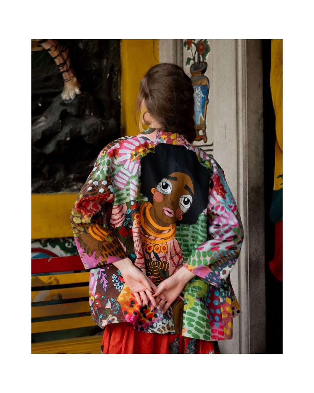 A.nty Story Blue Silk Lined Kimono Jacket