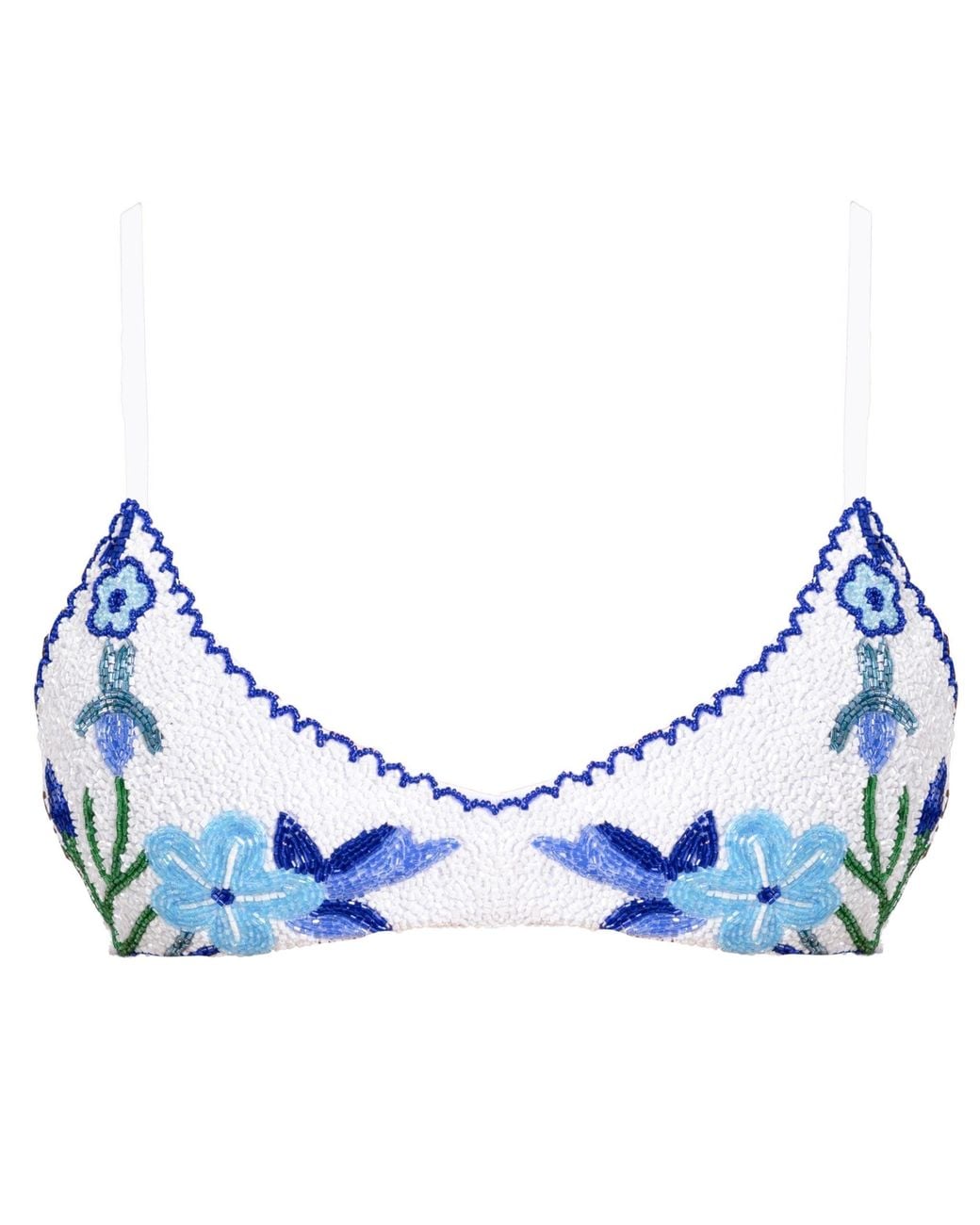 Self-Adore Blue Euro Summer Hand-Beaded Embellished Bikini Top