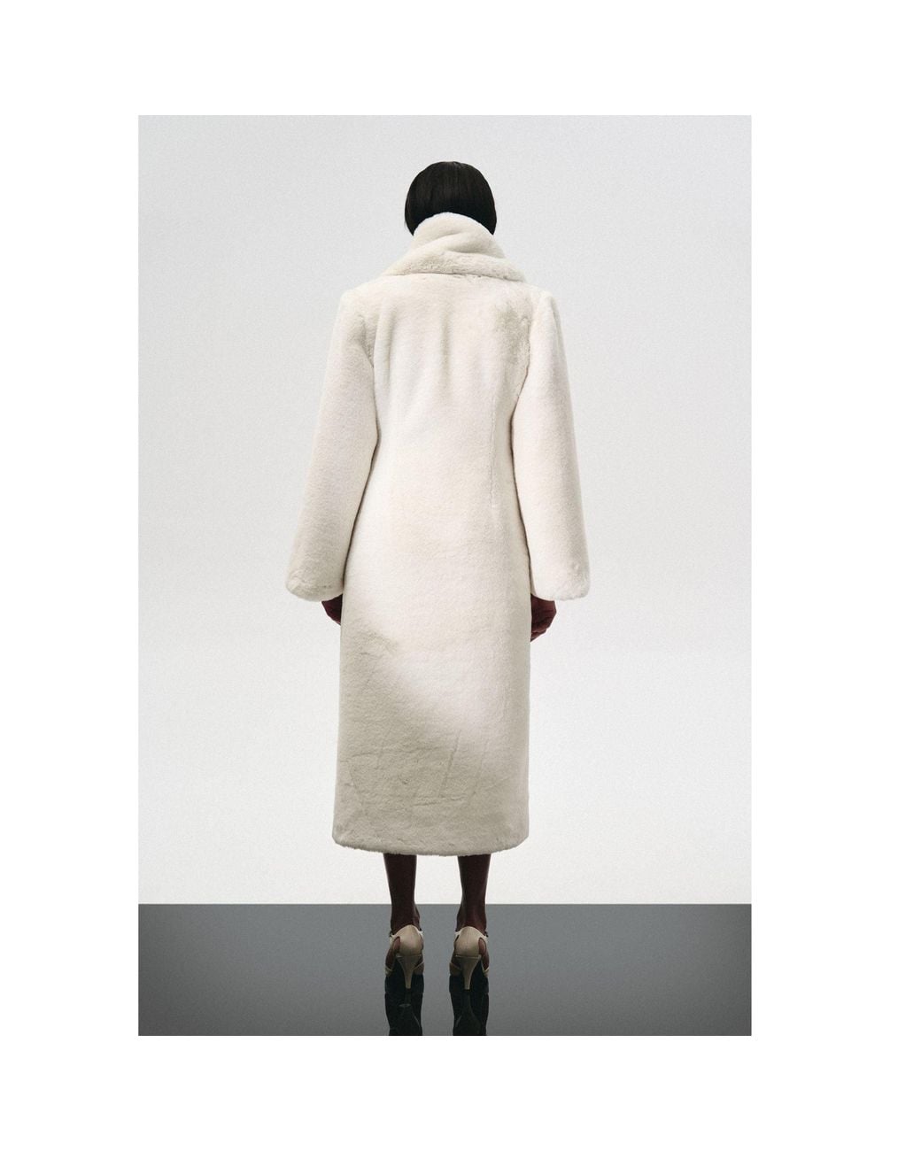 KRIS MARAN Natural Fur Maxi Coat With Signature Button