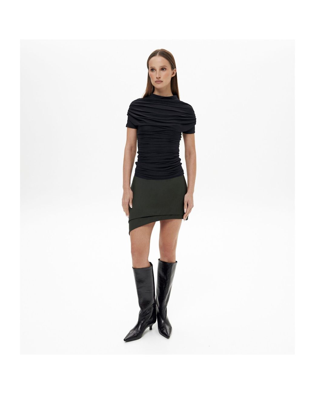 DAR ANN STUDIO Green Contour Skirt