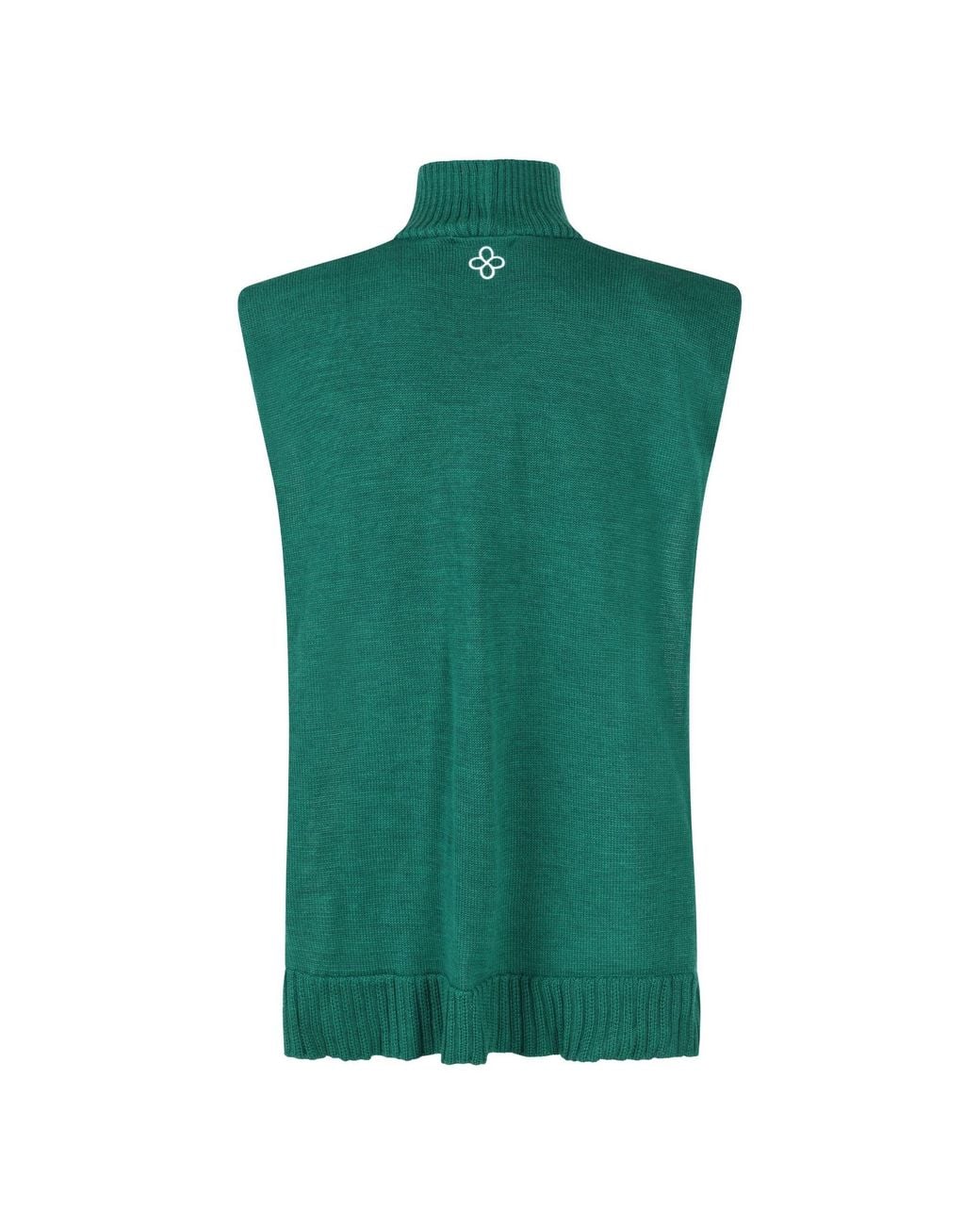 DIVINE HARMONIE Green Emerald Merino Wool Turtleneck Poncho