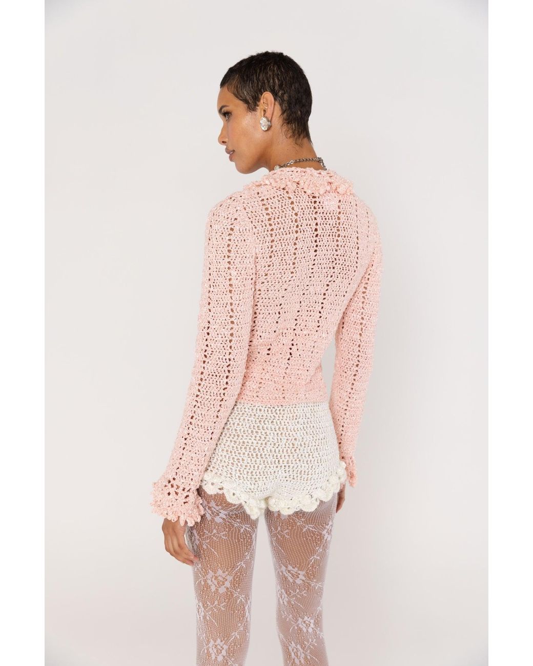 Andreeva Natural Chrysanthemum Handmade Crochet Shorts