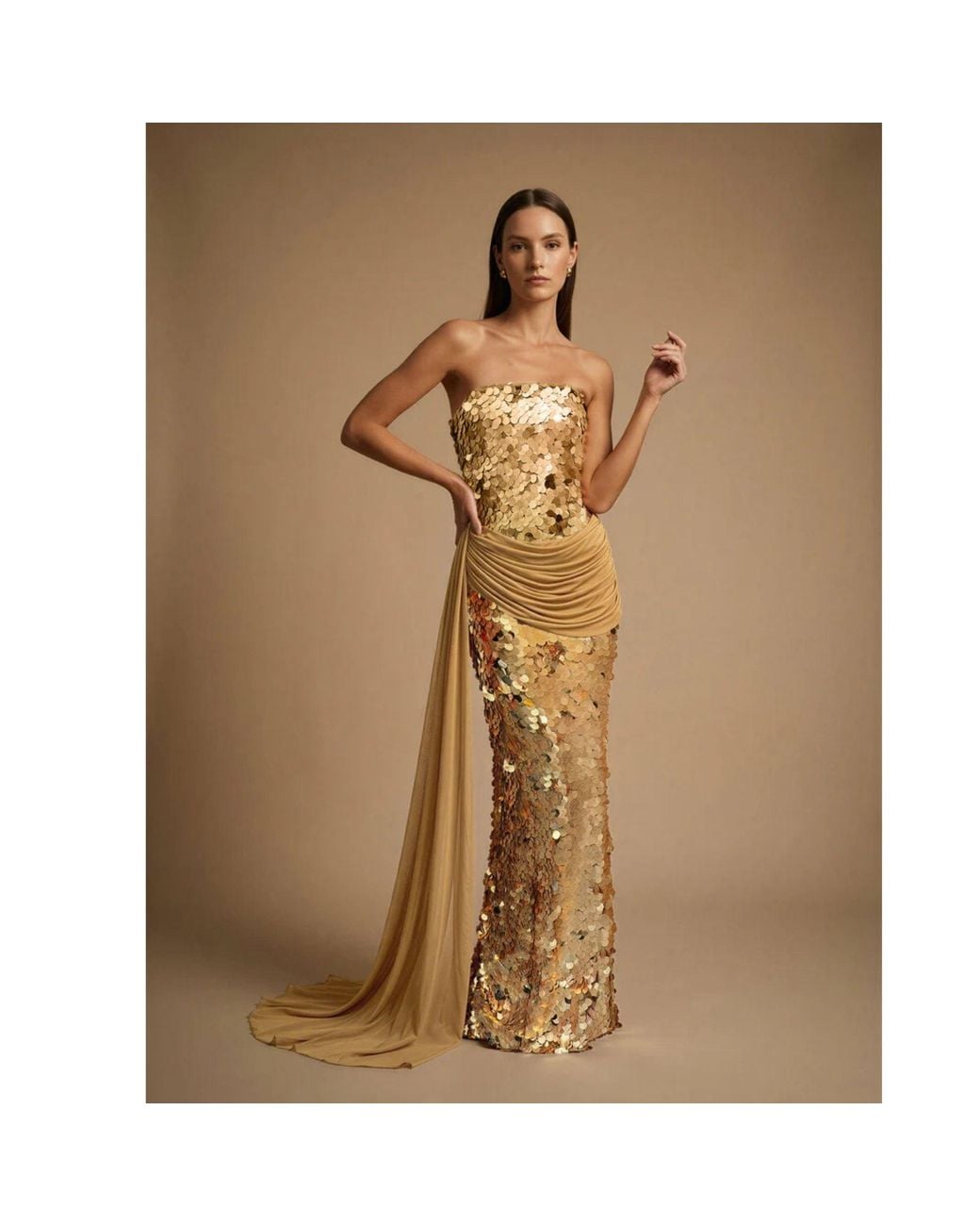 Ashley Stambouli Metallic Alana Dress