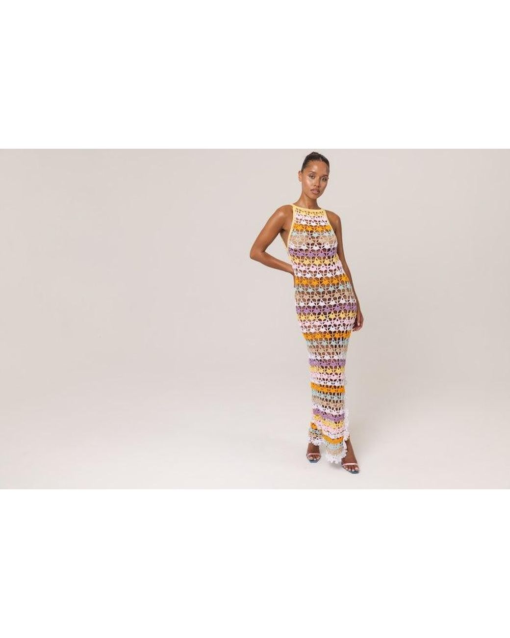 Andreeva Metallic Handmade Maxi Crochet Dress