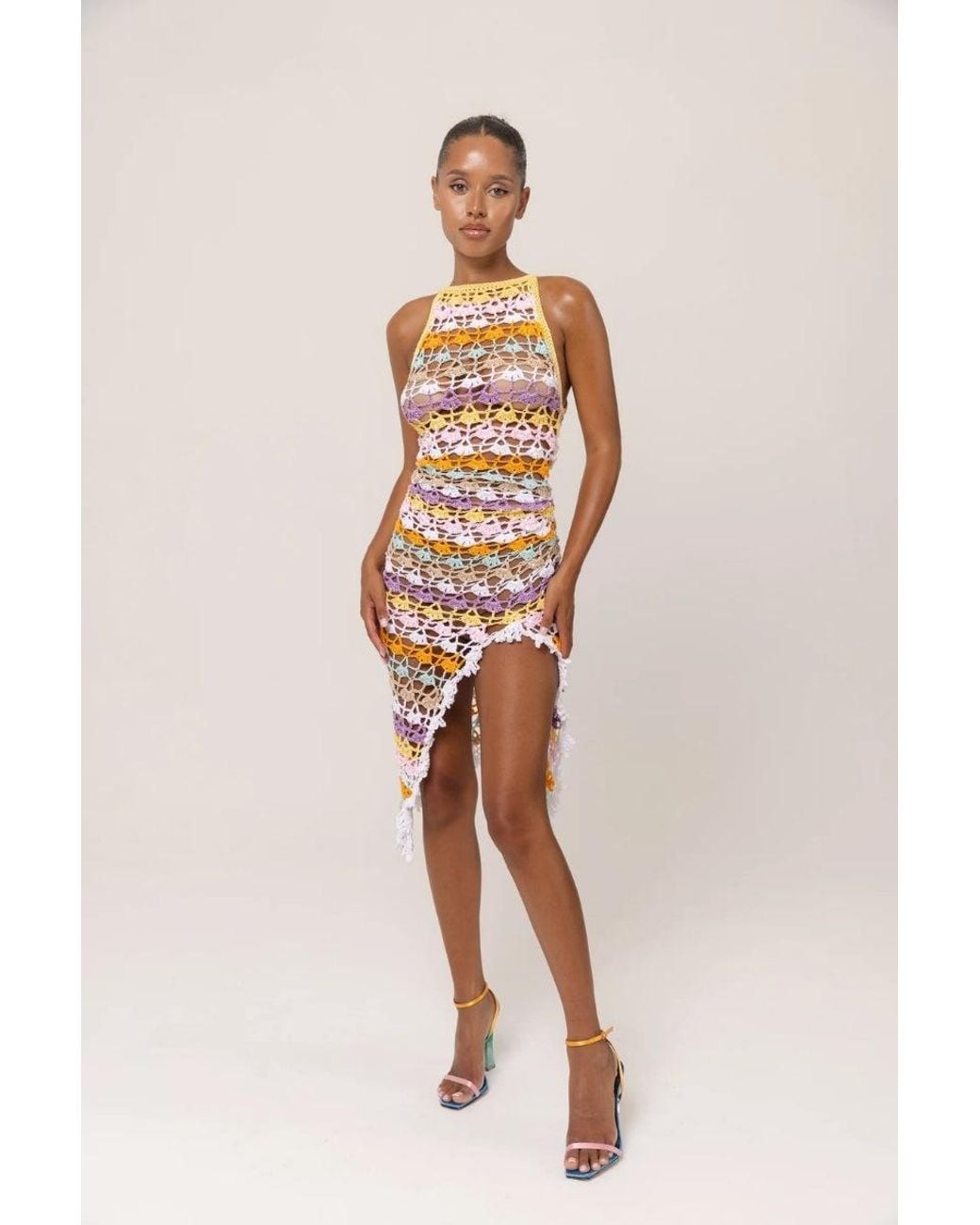 Andreeva Metallic Handmade Midi Crochet Dress