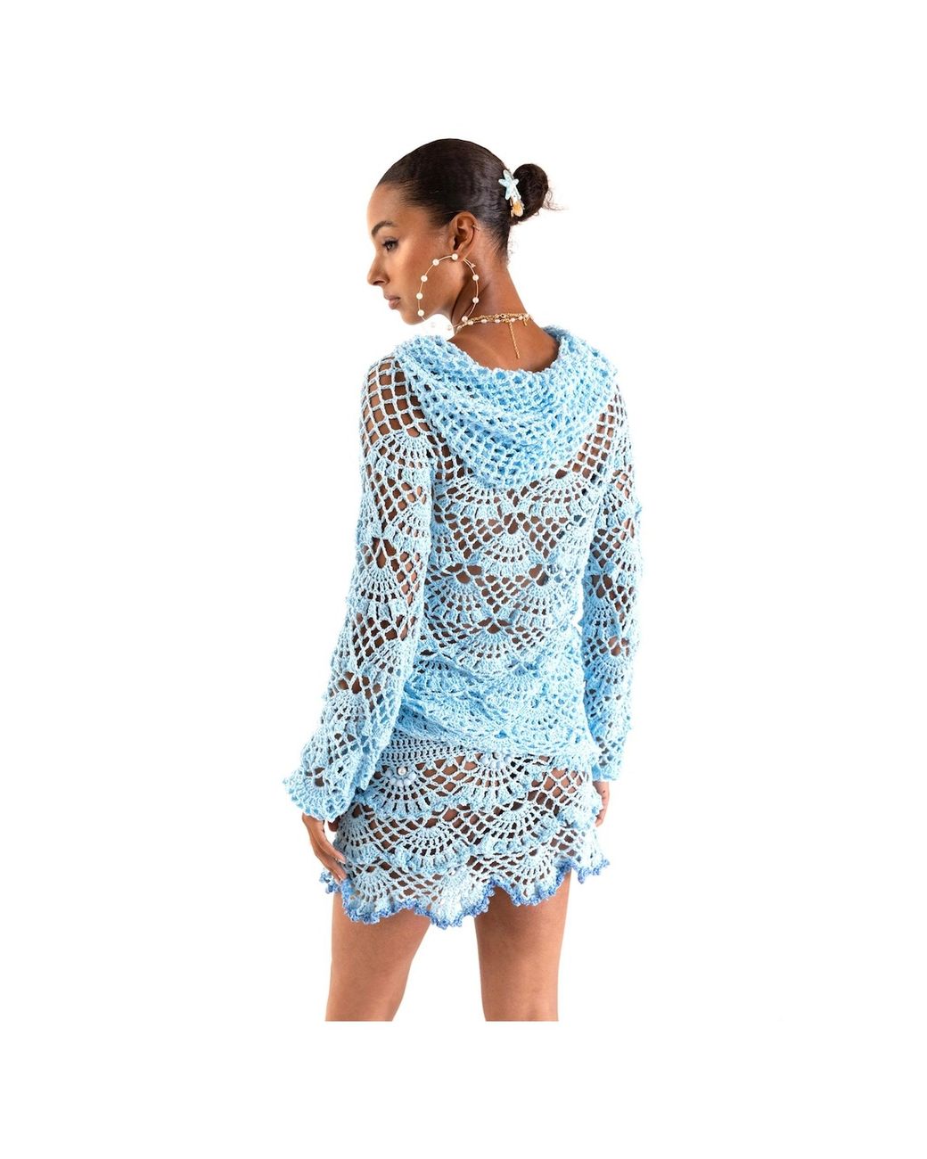Andreeva Blue Aqua Marine Handmade Crochet Hoodie