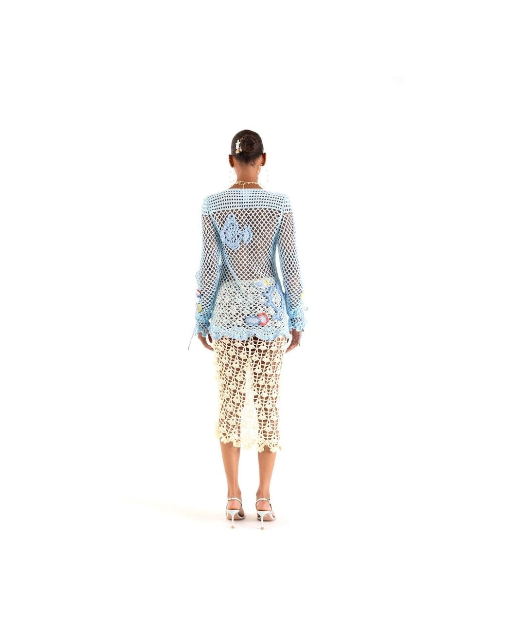Andreeva Blue Aqua Marine Handmade Crochet Top-Cover Up