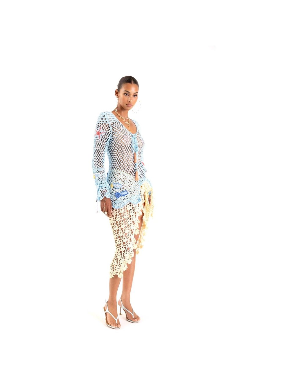 Andreeva Natural Beach Rose Handmade Crochet Cover-Up