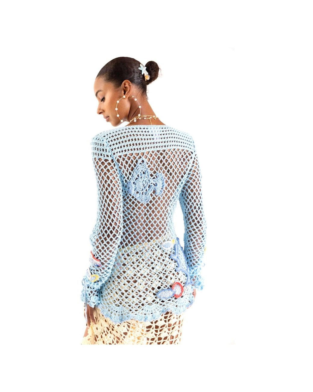 Andreeva Blue Aqua Marine Handmade Crochet Top-Cover Up