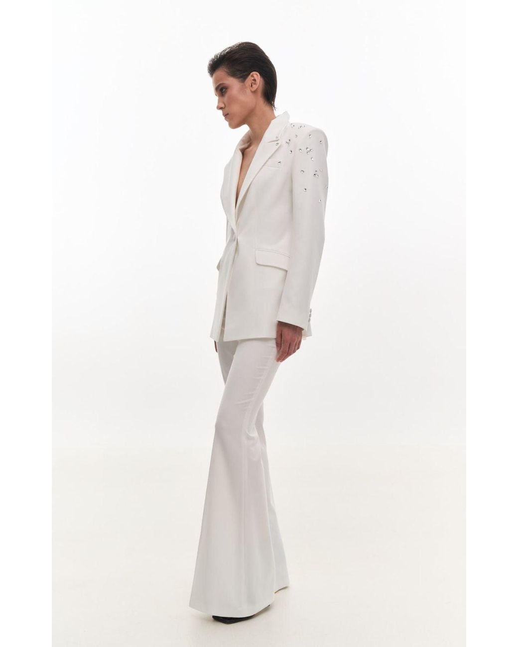 KRIS MARAN White Crystal Decorated Blazer
