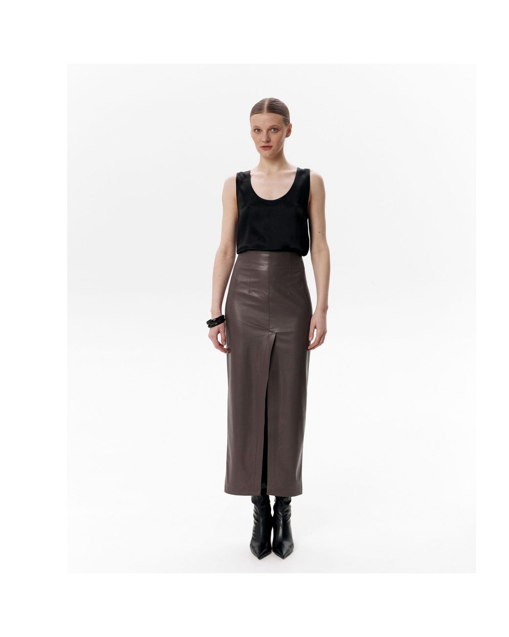 DAR ANN STUDIO Brown Agenda Skirt