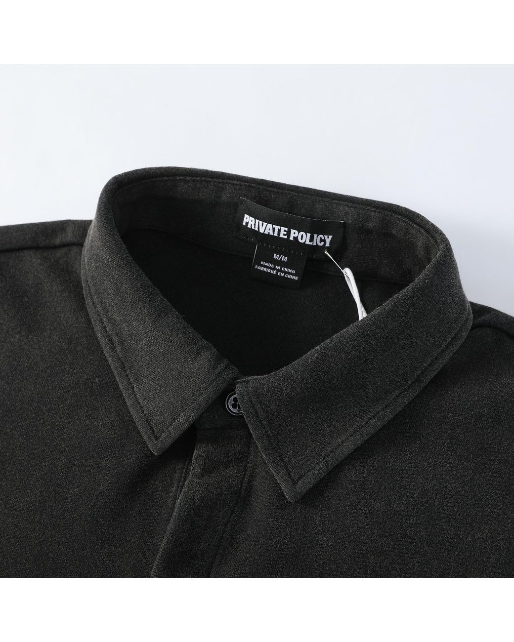 PRIVATE POLICY Black Washed Long Sleeve Polo Shirt