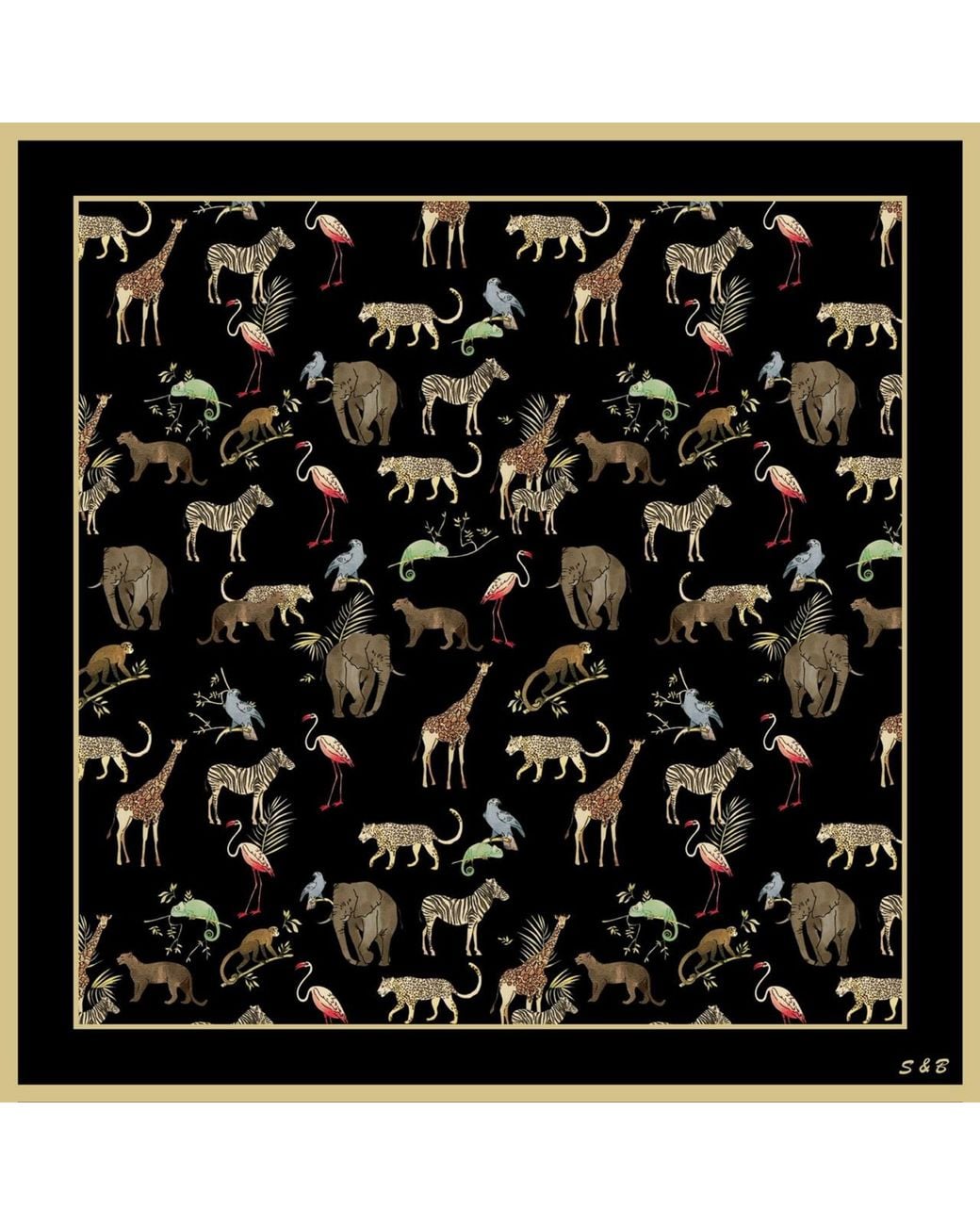 SILK & BEARS Black Noir Safari Scarf