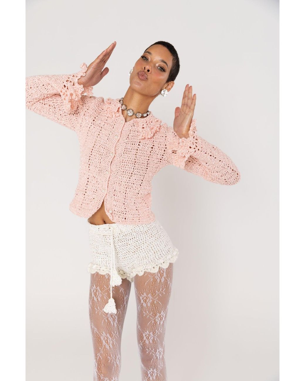 Andreeva Natural Chrysanthemum Handmade Crochet Shorts