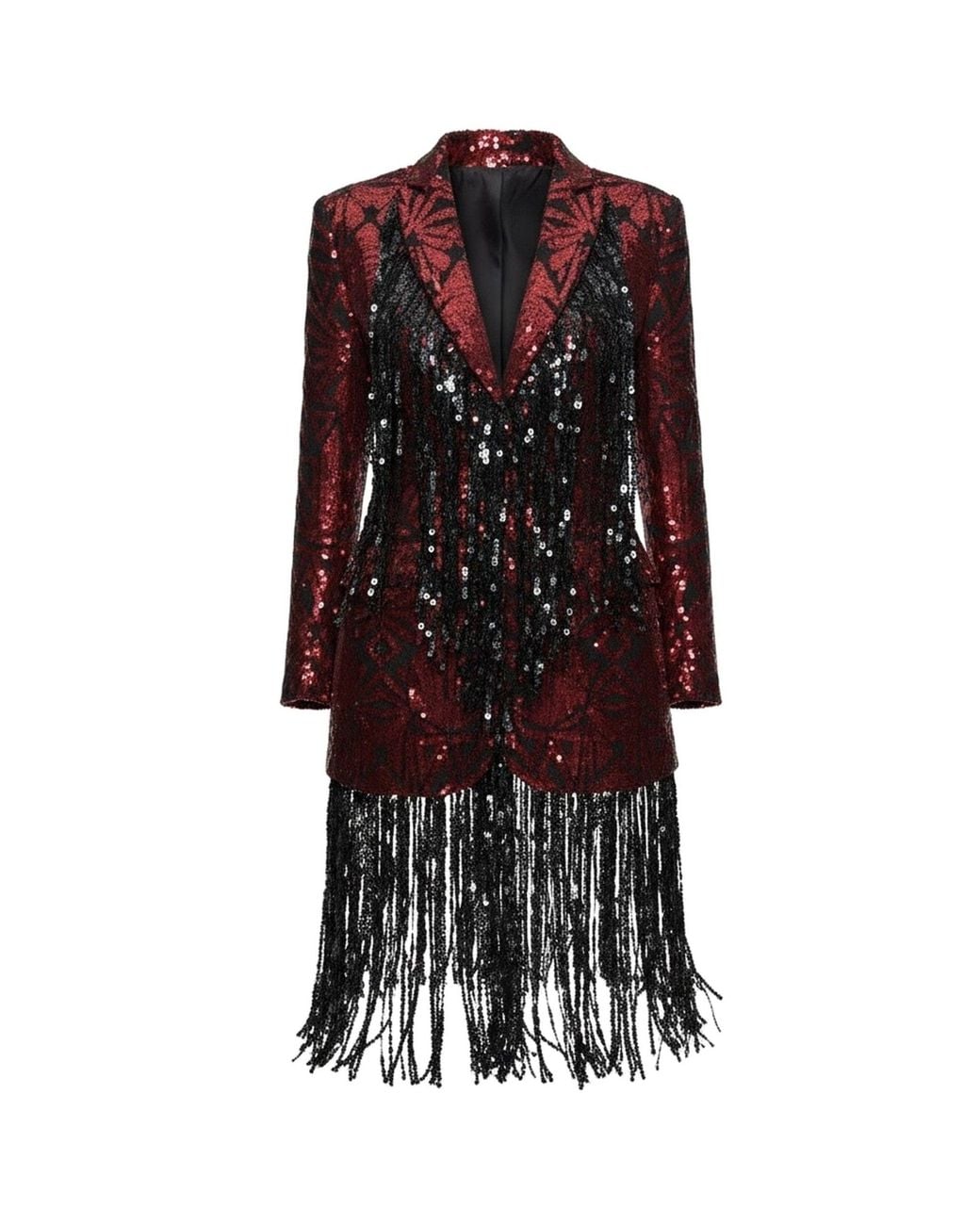 PERRY JONES Brown Sequin Fringe Jacket
