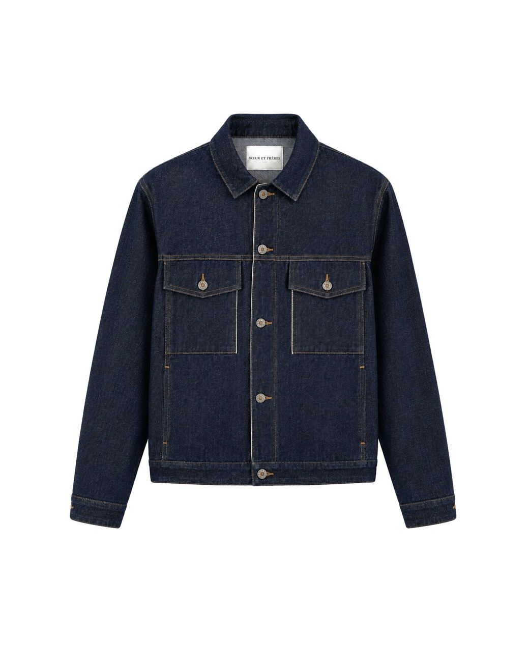 SOEUR & FRÈRES Blue Dark Denim Fringe Jacket With Western Detail
