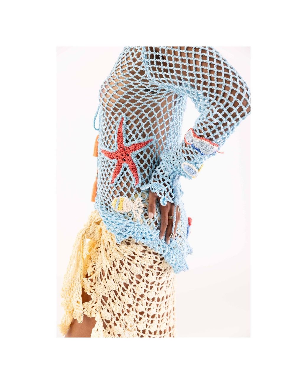 Andreeva Natural Beach Rose Handmade Crochet Cover-Up