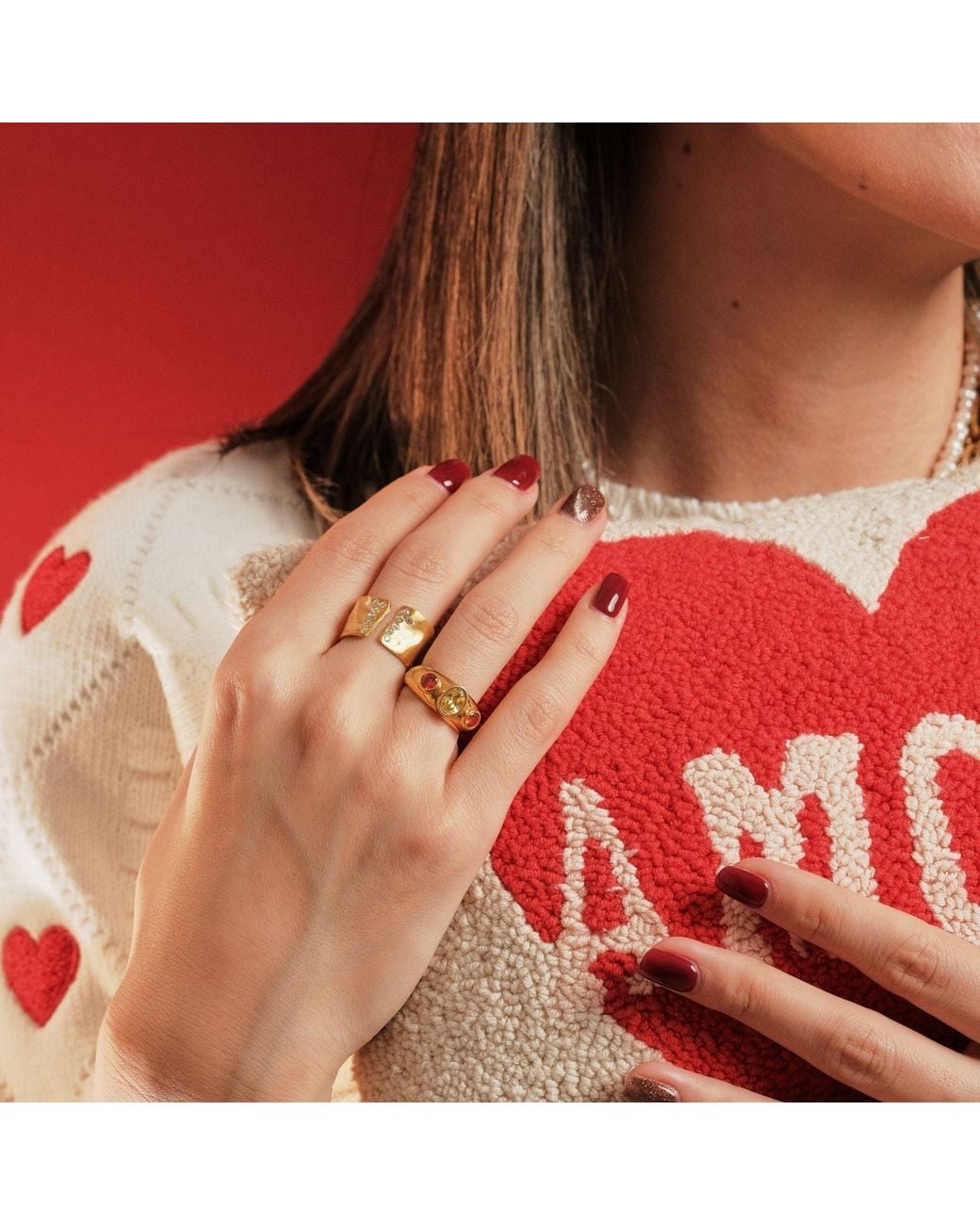 LINYA JEWELLERY Metallic Stone Signet Ring