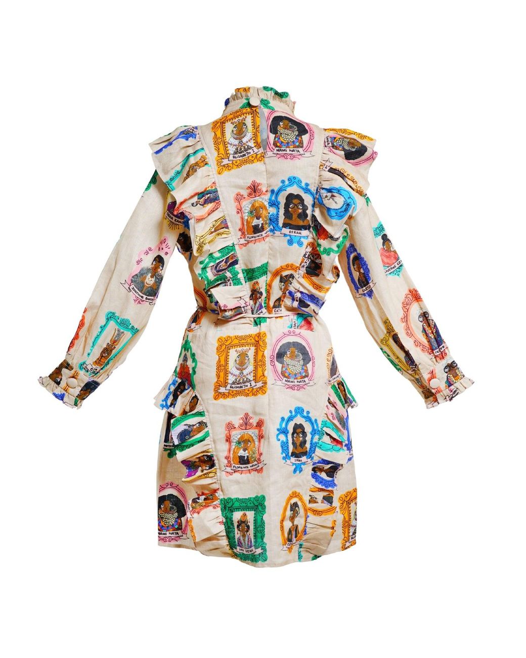 A.nty Story Blue High Neck Frill Mini Dress