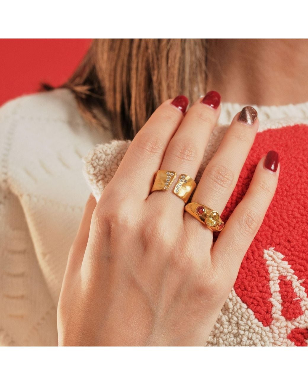 LINYA JEWELLERY Metallic Stone Signet Ring