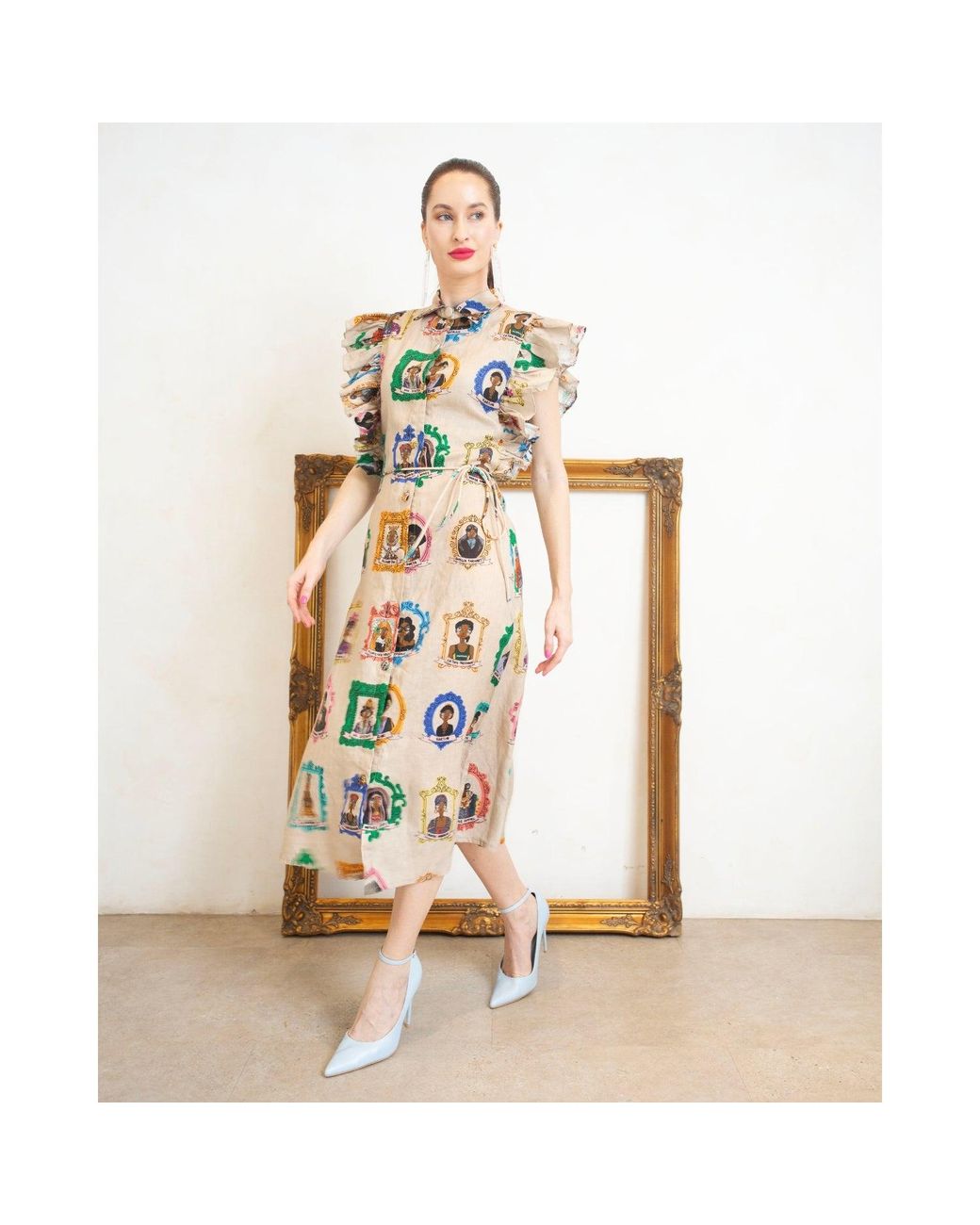 A.nty Story Multicolor Sleeveless Collared Midi Dress