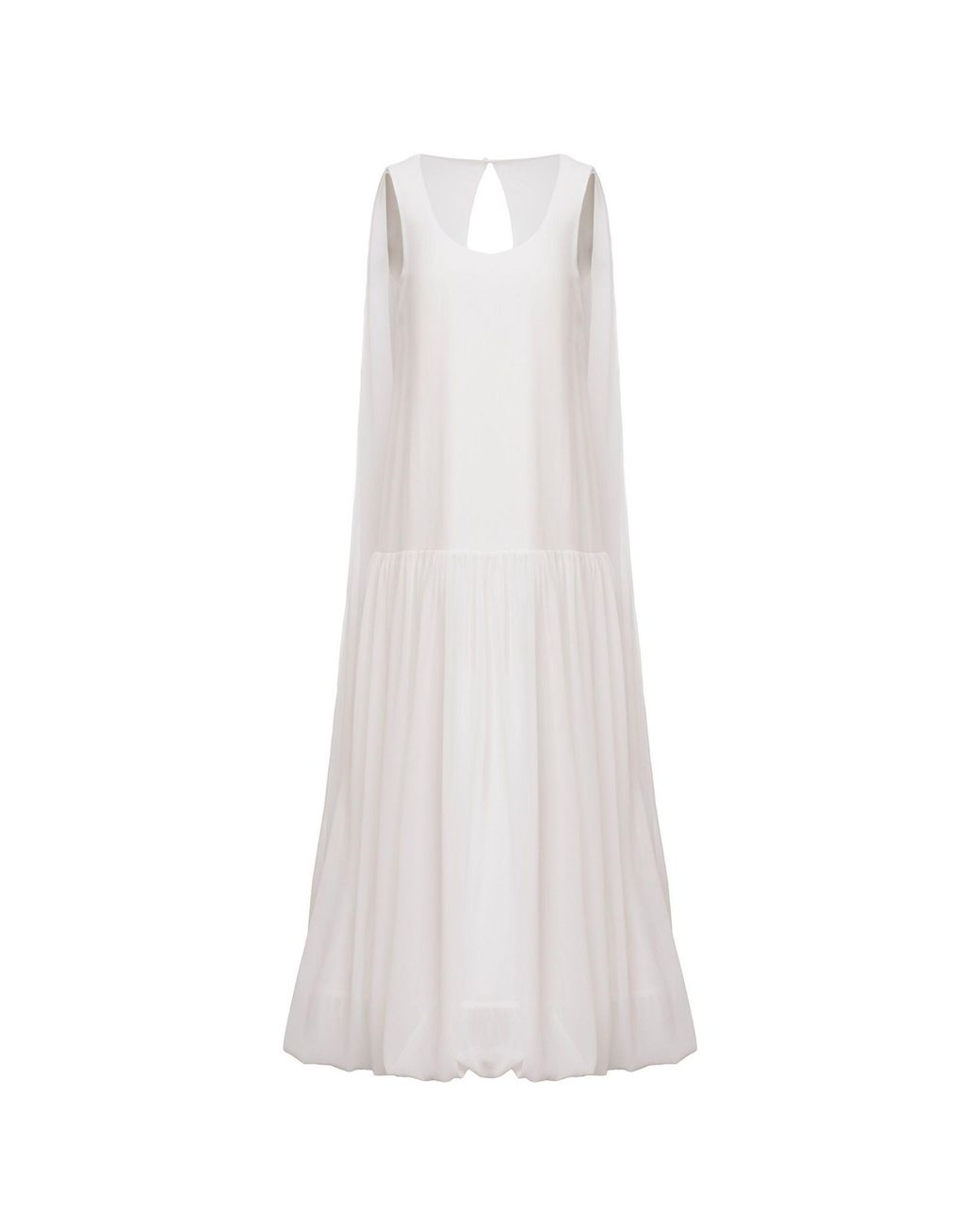 KATEA GRI White Off- Cape Cloud Midi Dress