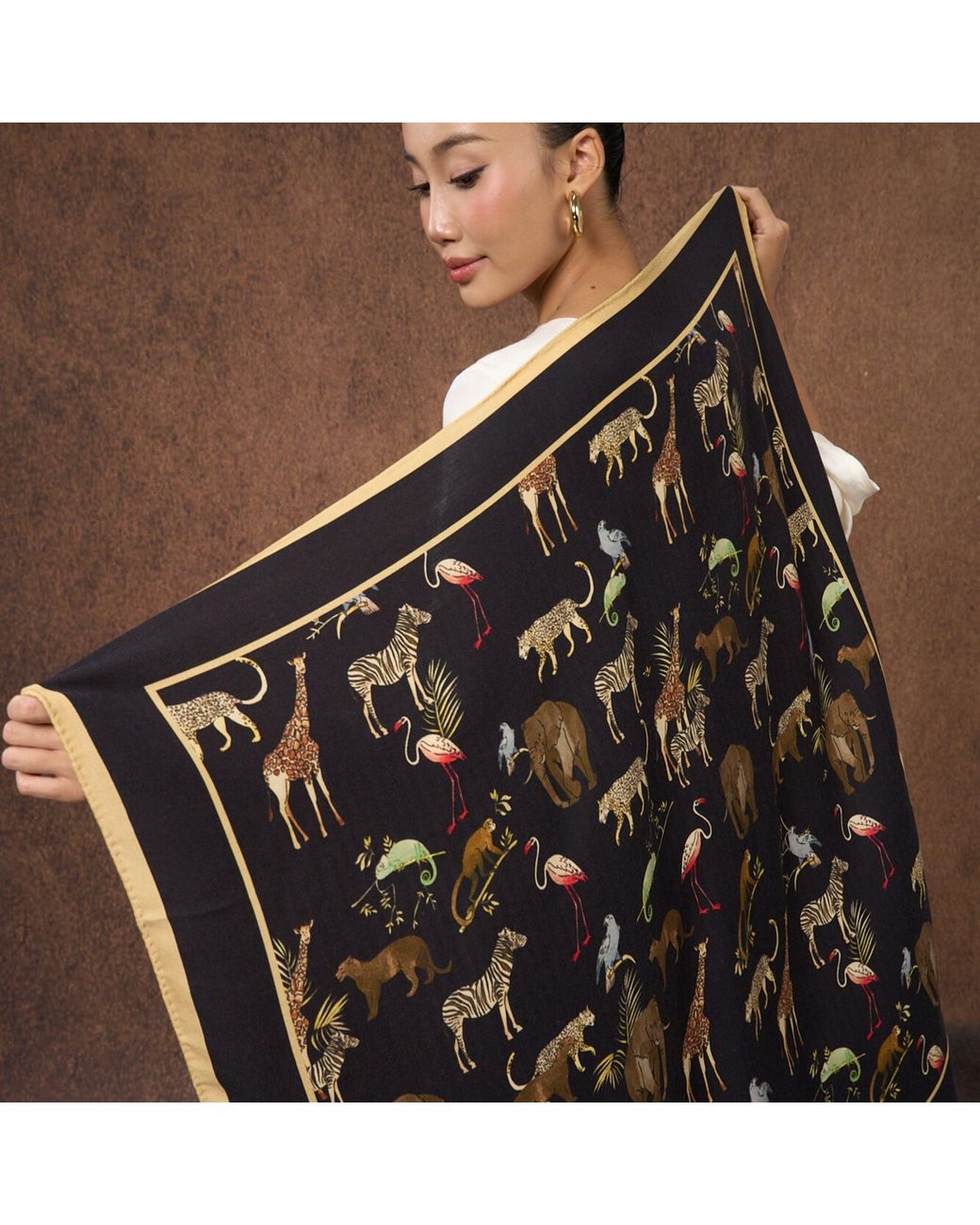 SILK & BEARS Black Noir Safari Scarf