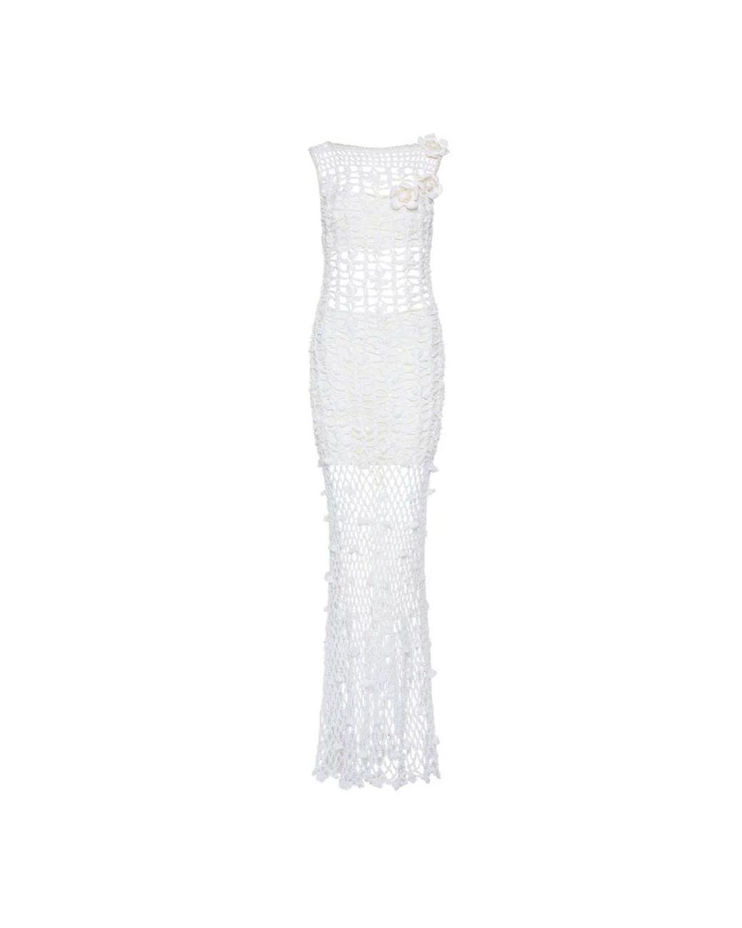 Andreeva White Vanilla Handmade Maxi Crochet Dress