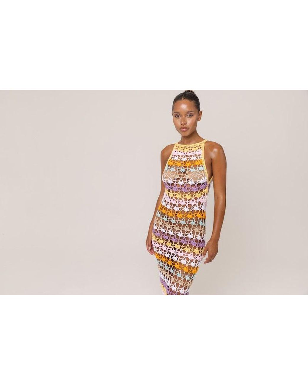 Andreeva Metallic Handmade Maxi Crochet Dress