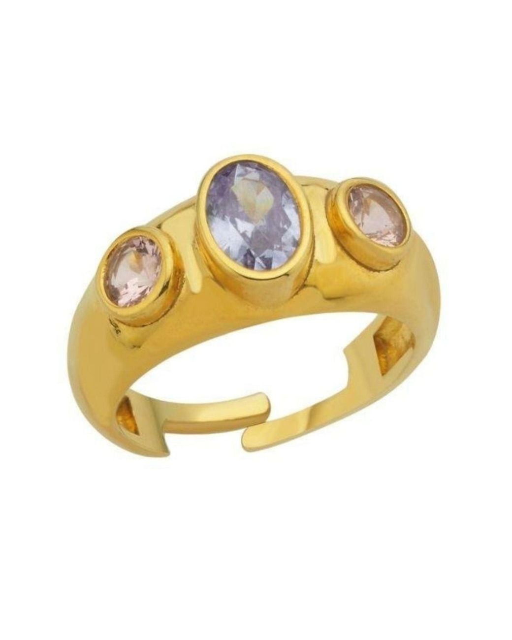 LINYA JEWELLERY Metallic Lilac Stone Signet Ring