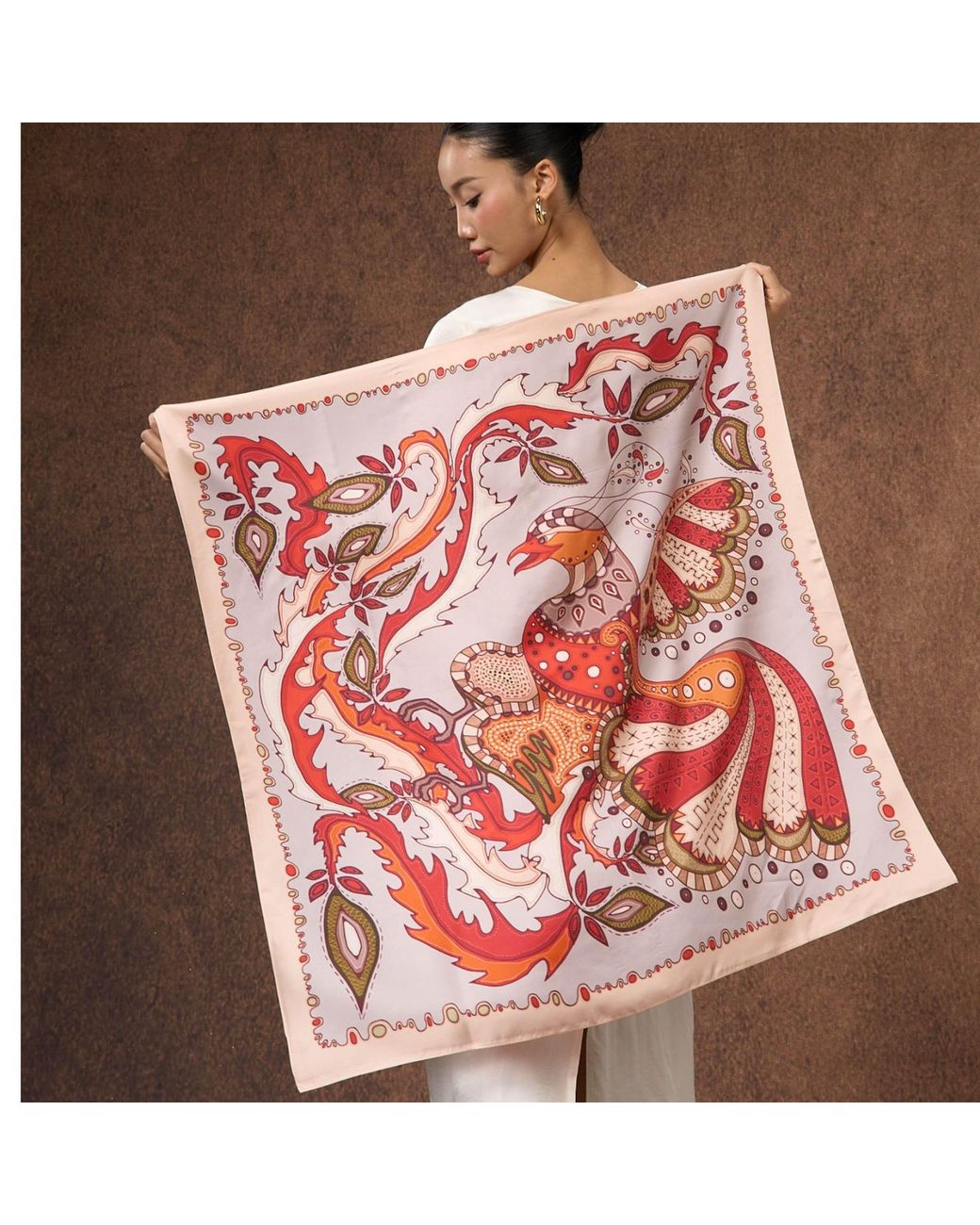 SILK & BEARS Red Scarlet Phoenix Scarf