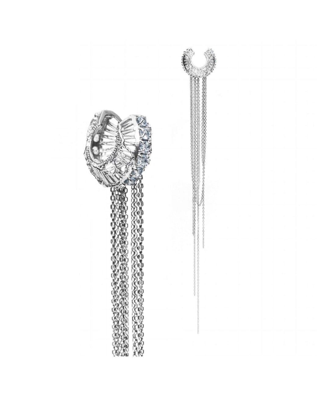 ELANIC GALLERY White Greatness Gone Earcuff With Chains