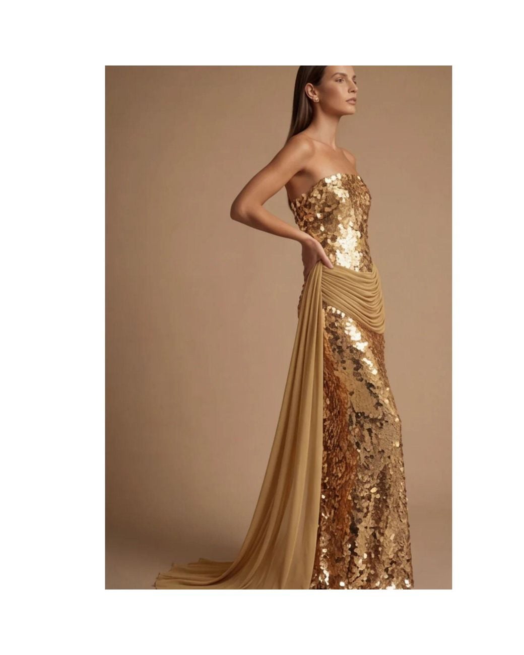 Ashley Stambouli Metallic Alana Dress