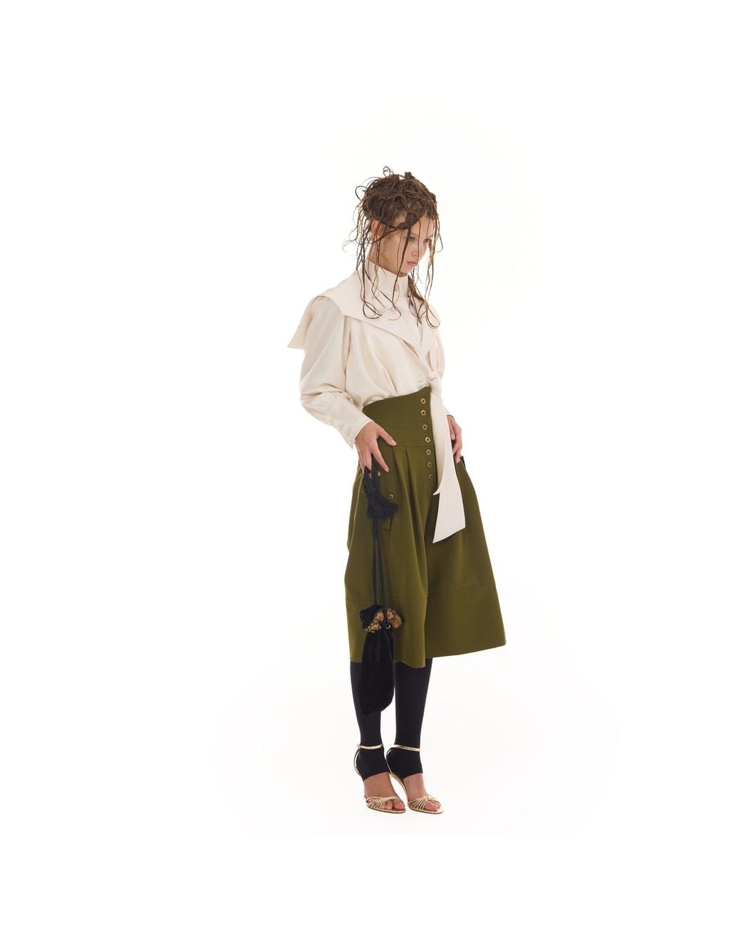 Julia Allert Green High-Waisted Cargo Culotte Shorts