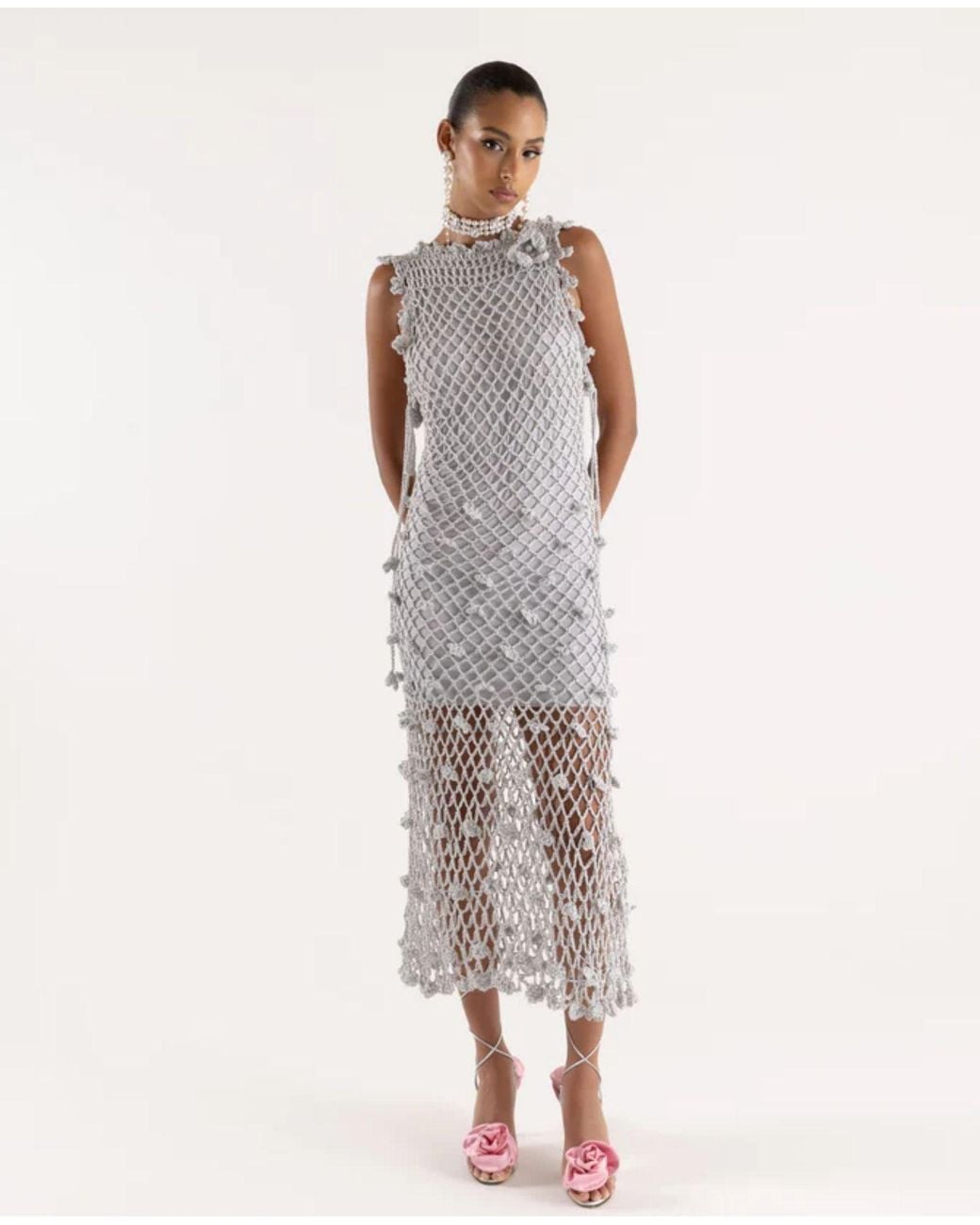 Andreeva Gray Sofia Handmade Crochet Dress