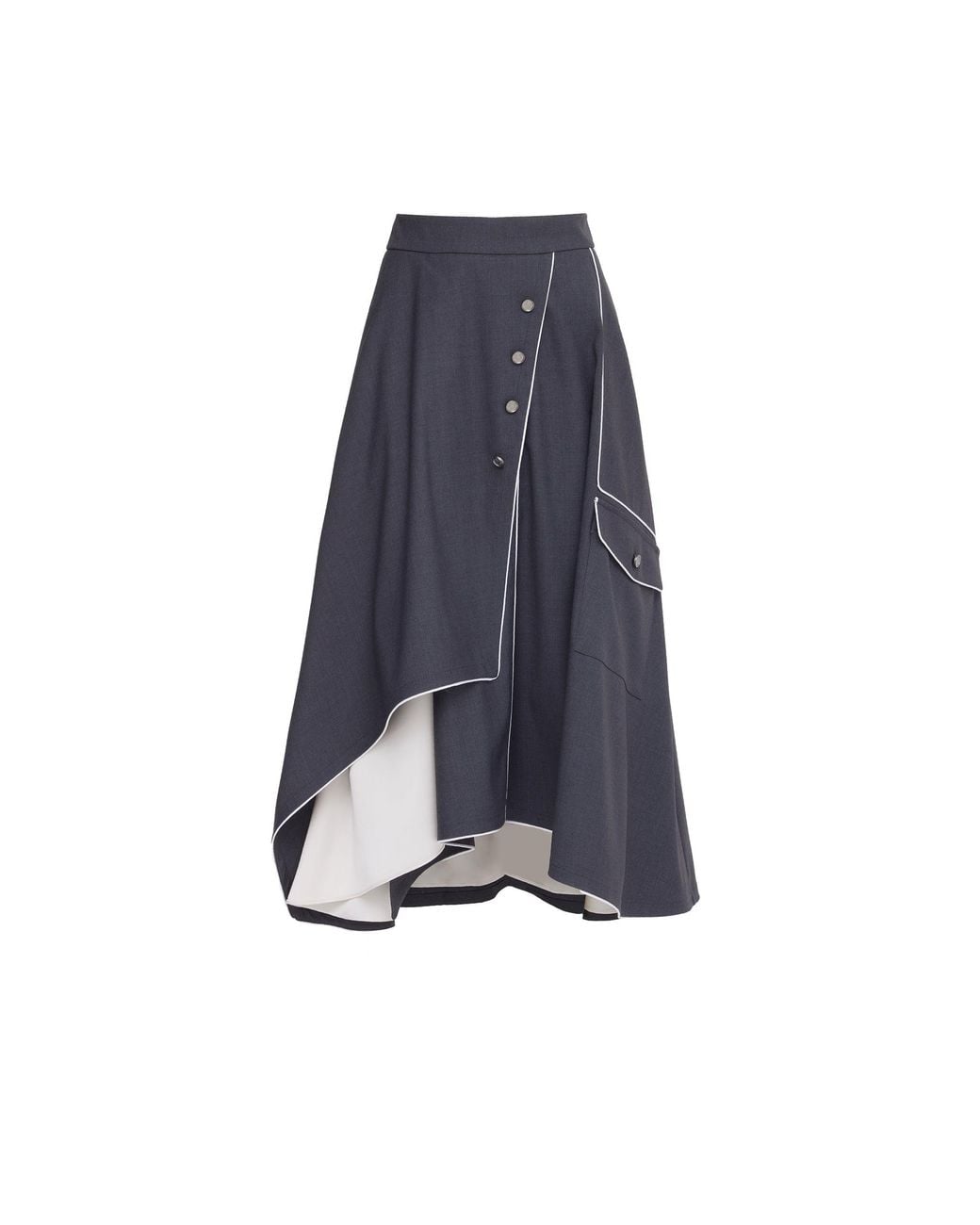 Julia Allert Blue Tailored Asymmetrical Midi Skirt