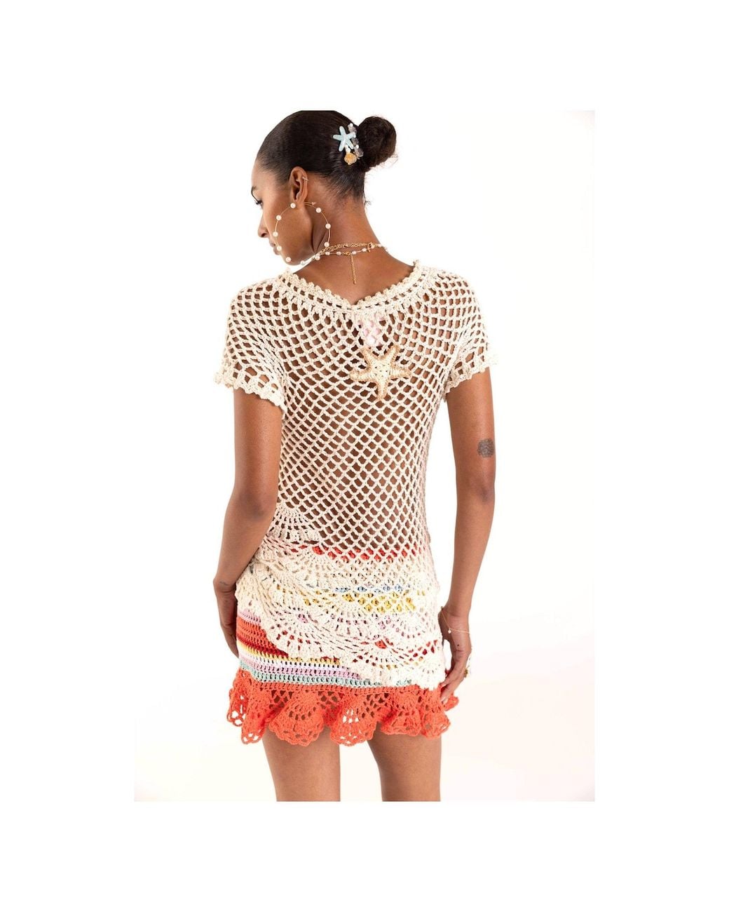 Andreeva Red Coral Reef Handmade Crochet Mini Skirt