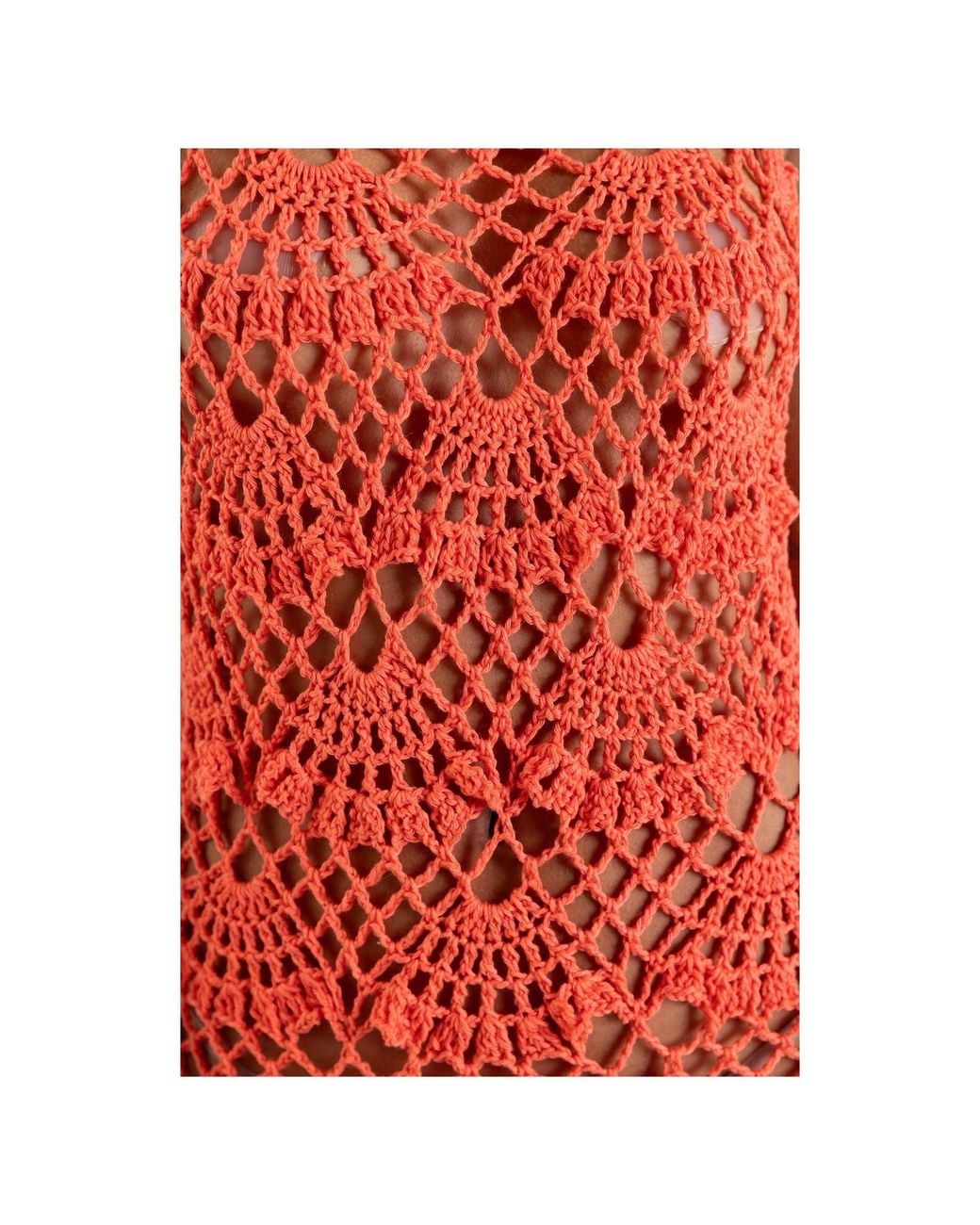 Andreeva Red Coral Shell Handmade Maxi Crochet Dress