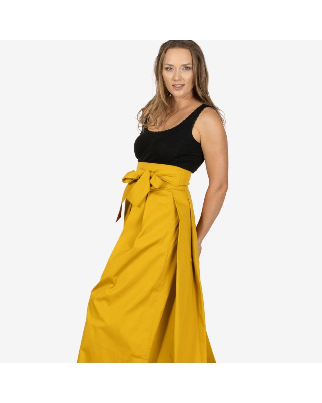 Nikka Place Yellow Peony Deep High Waist Cotton Skirt