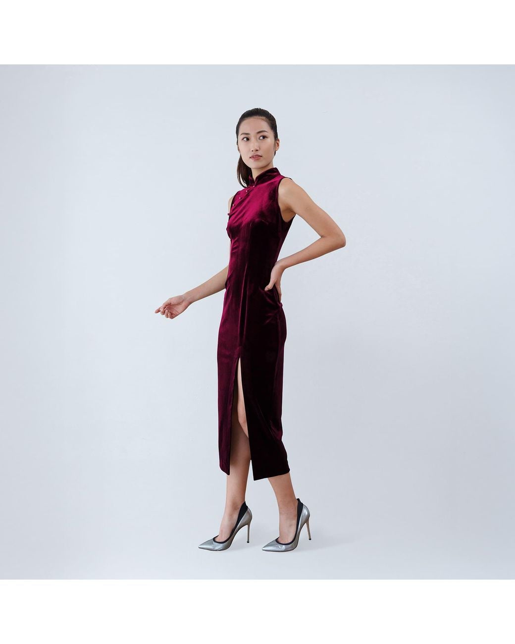 QIPOLOGY Red Velvet Qipao