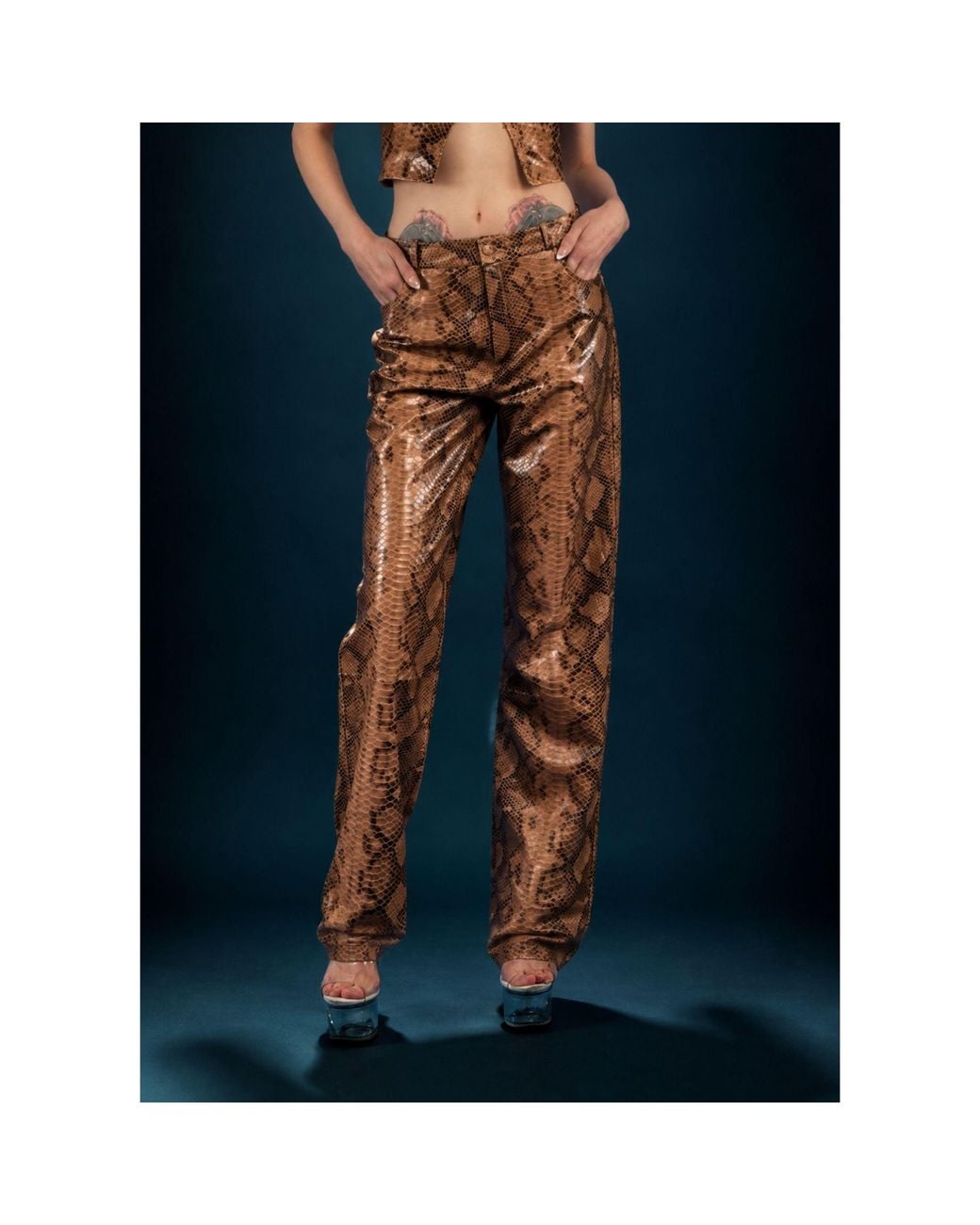 Heira Leatherwear Brown Medusa Low Rise Pants
