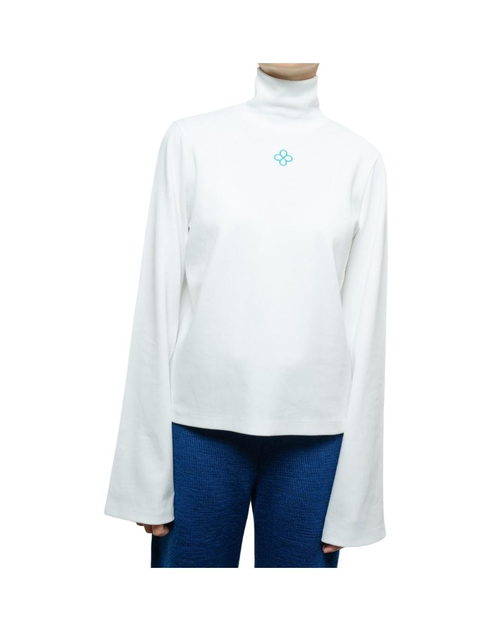 DIVINE HARMONIE White Organic Cotton High Neck Top